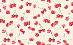 watercolor painting of cherries on white background