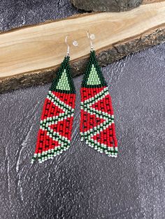 Beautiful long beaded earrings. Earrings with ornament. Earrings watermelon. Made from Czech beads Length 4.4inch (11.5cm) Width 1 inch (2.5cm) Hypoallergenic clasp. >Back to my shop: https://www.etsy.com/shop/jewelrybylarisa?ref=seller-platform-mcnav Beaded Long Drop Earrings As A Gift, Beaded Long Drop Earrings For Gifts, Traditional Dangle Beaded Earrings As Gift, Festive Dangle Earrings For Summer, Nickel-free Traditional Summer Jewelry, Traditional Long Drop Jewelry With Dangling Beads, Beaded Dangle Christmas Jewelry, Christmas Beaded Dangle Jewelry, Colorful Beads Long Drop Jewelry Gift