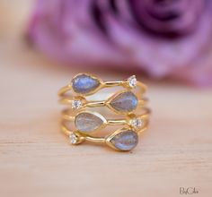 Rainbow Labradorite  & Zirconia Ring * Gold Ring * Gemstone * Gold Plated * Statement *Bridal *Wedding * Natural *Handmade * BJR105 Psychic Powers, Zirconia Rings, Boho Fashion Bohemian, Garnet Earrings, Amethyst Earrings, Moonstone Ring, Metal Bands, Gold Plated Jewelry, Jewelry Plate