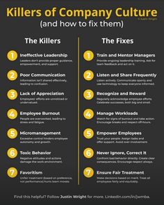 the top ten killers of company culture and how to fix them infographical