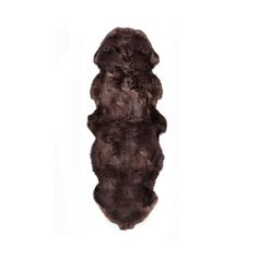 a long pile of dark brown fur on a white background