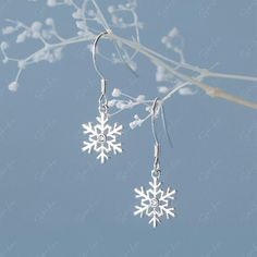 snowflake dangle drop earrings Elegant Sterling Silver Snowflake Jewelry, Elegant Snowflake Earrings For Winter, Cubic Zirconia Snowflake Earrings For Gift, Silver Snowflake Cubic Zirconia Earrings, Sterling Silver Snowflake Earrings, Intricate Snowflake, Elegant Snowflake, Dazzling Earrings, Grace To You