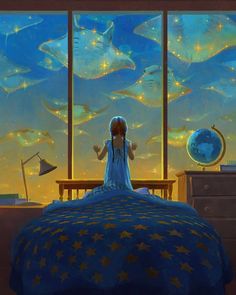 by:Devin Elle Kurtz Underwater Room, Life Illustration, Magical Quotes, Animation Quotes, City Sky, Cute Images With Quotes, A Sky, Dreamy Art