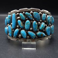 ad eBay - Find many great new & used options and get the best deals for Delbert Gordon NAVAJO Sterling Silver DEEP BLUE TURQUOISE Cluster Cuff BRACELET at the best online prices at eBay! Free shipping for many products! Unique Blue Cuff Bracelets, Blue Collectible Cuff Bracelet Bangle, Vintage Blue Cuff Jewelry, Blue Cuff Bracelets, Unique Blue Cuff Bracelet For Formal Occasions, Handmade Blue Cuff Bracelet For Formal Occasions, Blue Unique Cuff Bracelet For Formal Occasion, Blue Cuff Bracelet, Cluster Bracelet