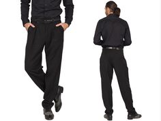 Black classic men's pants, Men's Argentine Tango pants, Three pleated men's pants, Men's wide leg evening pants, Men's Milonga dance pants Black Men's Tango Pants With Three Pleats ConSignore tango trousers have been tailored for Argentine tango dancers. These men's tango pants are a timeless choice that pairs well with an array of shirts and vests. Pants feature a wide-leg fit that allows ease of movement and knee bending. This classic design is a great choice for any tango event! Additional de Fitted Pleated Long Pants Bottoms, Fitted Pleated Long Pants, Fitted Black Pleated Pants, Fitted Pleated Full-length Dress Pants, Mens Tango Pants, Black Pajama Pants Men, Mens Single Pleat Pants, Black Full Length 4-way Stretch Pants, Tango Pants