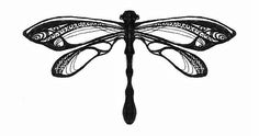 a black and white drawing of a dragonfly