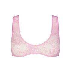 STRETCH LACE PLUNGE BRALETTE | COTTON CANDY Feminine Delicate Lace Low-cut Bra, Delicate Lace Low-cut Feminine Bra, Chic Lace Crop Top Bra Friendly, Feminine Low-cut Bra For Spring, Feminine Lace Trim Crop Top, Chic Lace Bra With Lace Closure, Chic Lace Bra With Lace Trim, Feminine Pink Sheer Bra, Feminine Delicate Lace Crop Top