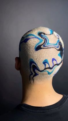 Shaved Head With Design, Bald Head Color Designs, Buzz Dye Designs, Christmas Shaved Hair Design, Bleached Shaved Head Design, Shaved Hair Color Designs, Cool Buzz Cut Designs, Dyed Buzz Cut Hair, Bald Hair Designs