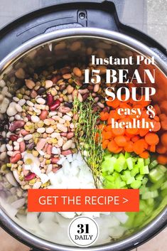 the instant pot is filled with beans, carrots and celery to cook