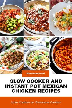 the cover of slow cooker and instant pot mexican chicken recipes by mommexicent