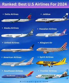 many different types of airplanes flying in the sky with caption that says, united states airlines