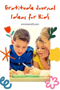 two children are writing on a paper with the words, creative journal ideas for kids