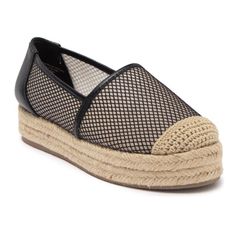 New But Have Been Tried On Multiple Times. Never Worn Out. Size 35.5 Or 5 A Diamond Mesh Upper And Leather Piping Bring Fresh Style To An Espadrille Platform Flat Ready For Vacation. 1.5" Platform Round Woven Cap Toe Memory Foam Footbed Slip-On Textile And Leather Upper, Rubber And Synthetic Sole Imported Black Espadrilles With Textured Sole For Spring, Black Spring Espadrilles With Textured Sole, Natural Round Toe Flats For Spring, Natural Color Round Toe Flats For Spring, Synthetic Platform Espadrilles With Flat Heel, Black Round Toe Synthetic Espadrilles, Slip-on Synthetic Espadrilles With Round Toe, Slip-on Closed Toe Synthetic Espadrilles, Slip-on Flat Heel Synthetic Espadrilles