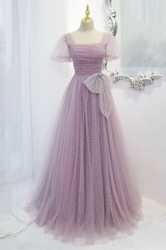 Purple tulle long A line prom dress evening dress डिजाइनर कपड़े, Purple Tulle, Purple Evening Dress, Beautiful Evening Gowns, A Line Prom Dress, Banquet Dresses, Long A