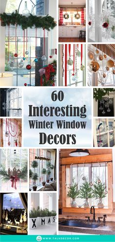 many different pictures with the words, 60 interesting winter window decors on it's side