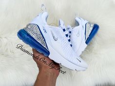 Nike Shoes Photo, Womens Nike Air Max 270, Nike Air Max 270 White, Bling Nike Shoes, Swarovski Nike, All White Sneakers, Basket Noir, Custom Bling, Nike Vapormax