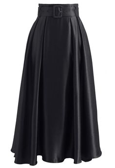 Belted Texture Flare Maxi Skirt in Black - Retro, Indie and Unique Fashion Skirt Png, Skirt Belt, Looks Chic, Skirt Design, Black Skirt