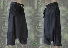 Sumerian Pants apocaliptic neo tribal Aladdin sarouel Harem | Etsy Gothic Cotton Pants With Pockets, Gothic Wide Leg Pants With Pockets, Black Steampunk Bottoms For Festival, Alternative Festival Pants With Belt Loops, Alternative Style Festival Pants With Belt Loops, Alternative Baggy Pants With Belt Loops, Baggy Parachute Pants With Pockets For Festivals, Gothic Bottoms With Pockets For Festival, Baggy Festival Pants With Pockets