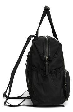 A modern backpack with padded straps and multiple pockets ensure your essential gear is secure when you're on the go. 11"W x 13 1/2"H x 7 1/4"D; 37 3/4" strap drop Textile Imported Sporty Nylon Backpack With Multiple Pockets, Trendy Nylon Bag With Anti-theft Pocket, Trendy Nylon Bags With Anti-theft Pocket, Back To School Nylon Backpack With Zipper, Everyday Nylon Backpack With Zipper, Nylon Backpack With Zipper For Everyday Use, Nylon Backpack With Zipper Closure For Everyday Use, Modern Nylon Backpack With Anti-theft Pocket, Nylon Backpack With Multiple Pockets