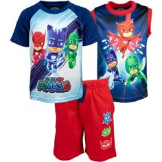 Join Amaya, Greg and Connor as they transform into Owlette, Gekko and Catboy at night to form the superhero team PJ Masks! Your little one is ready for a superhero adventure in this PJ Masks Short Sleeve Graphic T-Shirt & Tank Top Shirt & Shorts. Your little hero will love wearing this 3 piece mix n match clothing set: short sleeve graphic tee shirt, sleeveless tank top, and shorts featuring their favorite animated characters so much, they will always want to wear it. Size: 6.  Color: Multicolor Pj Masks Catboy, Catboy Pj Masks, Tank Top Shorts, Tank Top And Shorts, 3 Piece Outfit, Superhero Team, French Terry Shorts, Graphic Tee Shirt, T-shirts & Tank Tops