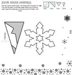 an origami snowflake is shown with instructions to make it in the shape of a paper