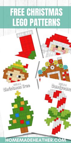 four christmas lego patterns with the text free christmas lego patterns