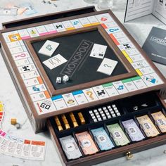 the monopoly board game is open and ready to play