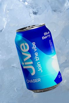 a can of blue berry chaser on ice