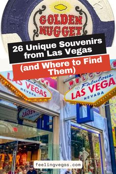 the las vegas sign with text that reads, 26 unique souvenirs from las vegas and where to find them