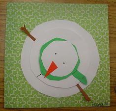 a paper plate with a snowman on it