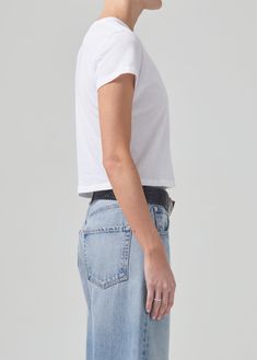 Effortless essential. The Kyle tee is the closet must-have designed to be worn season after season. The slightly cropped boxy fit styles perfectly back to your favorite high-rise denim cut-offs. This fit is true to size. Looks Like: Cloud white cropped teeFeels Like: Ultra-breathable cotton that drapes on the body From our HUMANITY Collection Relaxed Fit Cropped T-shirt For Everyday, Boxy Basic Cropped T-shirt For Spring, Spring Basic Boxy Cropped T-shirt, Basic Boxy Cropped T-shirt For Spring, Boxy Cotton Cropped Shirt For Everyday, Basic Boxy Cropped T-shirt For Summer, Basic Cropped Hem Tops For Everyday, Fitted Cotton Cutoff Top, Everyday Cropped Relaxed Fit T-shirt