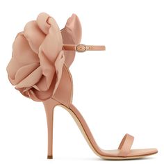 PEONY - Sandals - Pink | Giuseppe Zanotti - USA Flower High Heels, Pink Bridal Shoes, Giuseppe Zanotti Heels, Perfect Heels, Elegant Heels, Jimmy Choo Heels, Ankle Strap High Heels, Nude Shoes, Rose Pastel