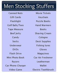 the men's stocking stuff list is displayed in this screenshote image