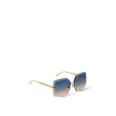 LOUIS VUITTON® - Lv Jewel Square Sunglasses - Gradient Blue Luxury Glass Sunglasses For Beach, Louis Vuitton Sunglasses, Louis Vuitton Official, Luxury Sunglasses, Square Sunglasses, Women Collection, Metallica, Sunglasses Women, Lenses