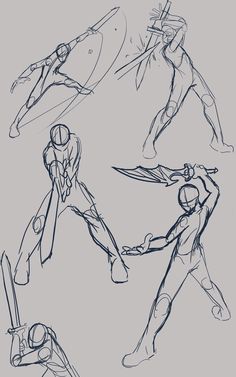 some sketches of different poses and body shapes