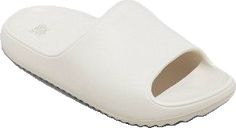 Cheap White Slides With Round Toe, Comfortable Cheap White Slides, White Open Toe Sport Sandals With Textured Footbed, Comfortable White Slide Slippers, White Slide Jelly Sandals For Spring, White Synthetic Flip Flops With Textured Footbed, Comfortable White Sport Sandals With Textured Footbed, White Slide Flip Flops, White Slides With Textured Footbed