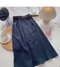 Style: commuting Size: one size Color: coffee, apricot, khaki, black, blue Mid Length Skirt, Color Coffee, Mid Length Skirts, Mid Length, Apricot, Black Blue, New Fashion, High Waisted Skirt, A Line