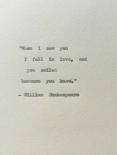 an old typewriter with the words when i saw you i fell in love and you smiled because you knew