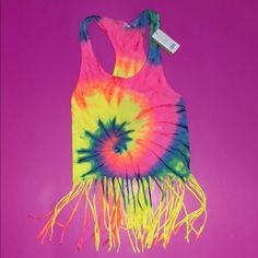 Multi Colored Tie Dyed Sleeveless Beach Fringed Top Racerback Tops For Summer Music Festival, Multicolor Tank Top For Spring Beach Outings, Hippie Multicolor Tank Top For Festival, Pink Tank Top For Summer Festivals, Cotton Tank Top For Summer Music Festival, Trendy Tank Top For Summer Music Festival, Trendy Summer Tank Top For Music Festival, Summer Festival Pink Tank Top, Sleeveless Tank Top For Summer Music Festival