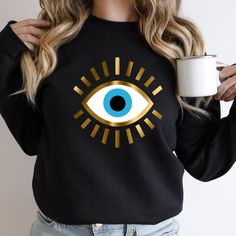 Evil Eye Tshirt, Evil Eye Clothing, Custom Shirt Design, Eye Shirt, Handmade Evil Eye, Witch Sweatshirt, Turkish Evil Eye, Adulting Shirts