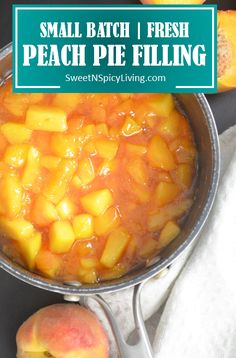 small batch fresh peach pie filling in a skillet