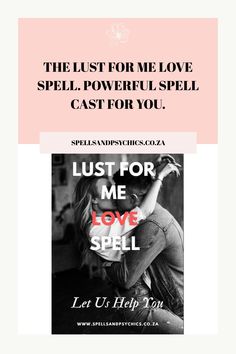 an advertisement with the words just for me love spell, and a photo of a woman hugging