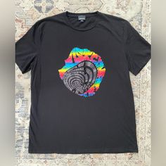 Foil Metallic Rainbow Psychedelic Trippy Abstract Vortex Pride Cavalli Tee Tshirt Shirt Just Cavalli Black Cotton Short Sleeve Tee Rainbow Foil Metallic Trippy Logo Print Size Xxxl Runs Small So Please Go By Measurements ( Chest 24.5 Shoulder 19.5” Length 30”) New Without Tags Designer Fashion Pride Lgbtq Rainbow Metallic Foil Logo Top Tee Tshirt Shirt Fitted Comfortable Casual Trippy Print Y2k 2000s Casual Black Tops With Rainbow Print, Black Crew Neck Top With Rainbow Print, Trippy Logo, Black Rave T-shirt For Summer, Rave Style Cotton T-shirt With Crew Neck, Rave Multicolor Cotton Top, Multicolor Cotton Grunge T-shirt, Relaxed Fit Rainbow Graphic Tee, Cotton Graphic Print Rave Tops