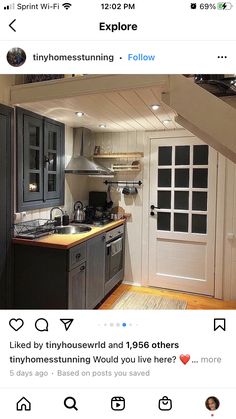 an instagramted photo of a kitchen with the caption's tweet