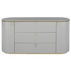 an image of a grey and gold dresser