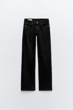 JEAN TRF DROIT TAILLE BASSE - Noir | ZARA France Zara Low Waist Jeans, Straight Low Rise Jeans, Black Jeans Straight Leg, Black Low Waisted Jeans, Black Jeans Png, Low Waist Black Jeans, Low Rise Black Jeans