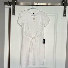 Brand New With Tags!!!! Never Worn! Cute White Cotton Dress With Tie Waist Feature. Thin Slip Underneath So Not See-Through. White Cotton Dress, Dress With Tie, Express Dresses, Cotton Dress, Cotton Dresses, White Cotton, Colorful Dresses, Color White, Mini Dress