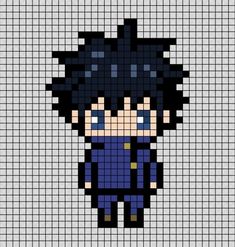 an pixellated image of a boy with black hair