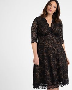 Flatter your curves in our Mademoiselle Lace Cocktail Dress. This special occasion plus size A-line midi dress will have all eyes on you. With gorgeous scalloped lace and a classic fit and flare silhouette, you'll feel exquisite no matter the occasion, day or evening. Perfect for the best dressed wedding guest, that bridesmaid who might just upstage the bride, as well as the beautiful mother of the bride or groom. Our reviewers have turned heads in the Mademoiselle at countless cocktail parties, Cocktail Dress With Sleeves, Plus Size Dressy Tops, Plus Size Cocktail Dress, Cocktail Dresses With Sleeves, Lace Dress Design, Plus Size Cocktail Dresses, Lace Cocktail Dress, Dress With Sleeves, Daytime Dresses