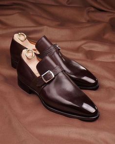 Handmade dark brown men single monk with shark skin straps leather christmas shoes Shoe Structure Are Divided Into Following Parts: 1. Baseline leather sole 2. 100% Leather heel made 3. Best finishing dark brown leather 4. Manufacture used monk fastening 5. Best lining with leather on sh... Leather Wedding Shoes, Shark Skin, Dress Up Shoes, Quality Leather Boots, Christmas Shoes, Chestnut Leather, Custom Design Shoes, Monk Strap Shoes, Best Shoes For Men